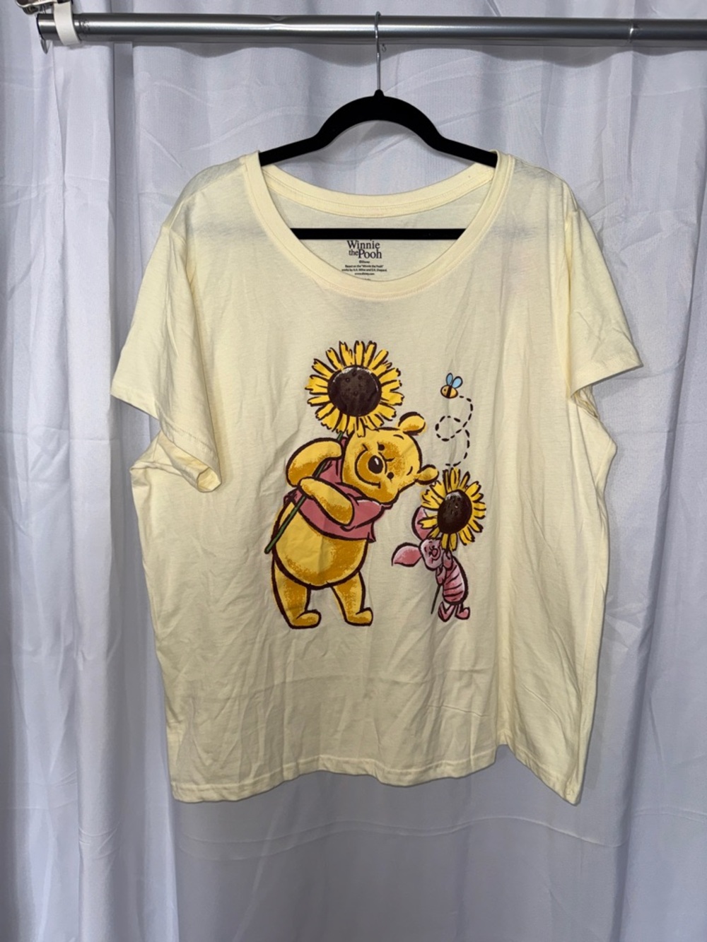 Disney Winnie the Pooh Yellow Graphic Tee with Sunflowers